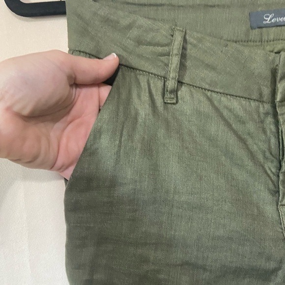 Level 99 green straight leg women's 26 linen blend trouser pants EUC - Picture 4 of 7